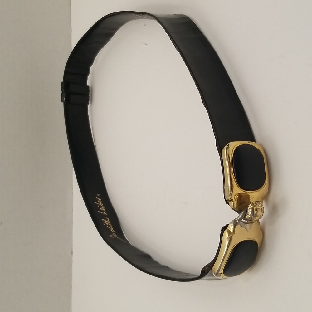 Judith Leiber Belt Patent Leather Black